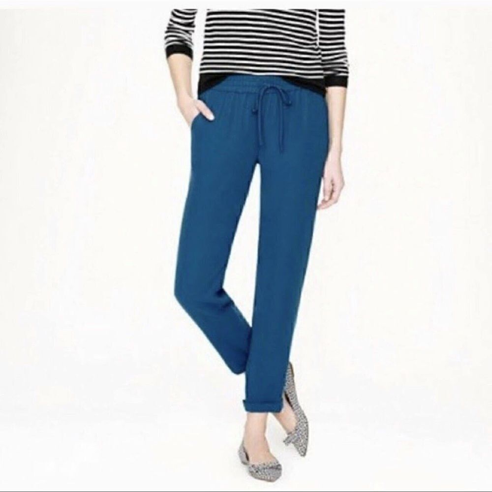 J.Crew Womens Draped Drawstring Elastic Waist Jogger
Pants Sz 2 Teal Blue 03341